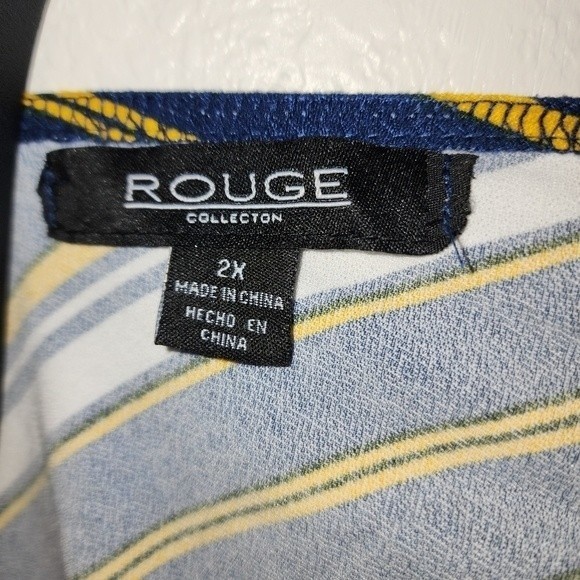 Rouge Sleeveless Blue Yellow and White V Neck Jumpsuit Plus Size 2xl NWOT - Picture 4 of 7